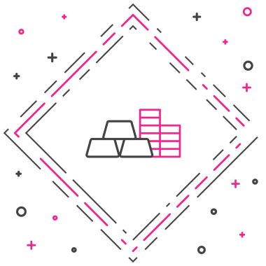 Altın sikke ve beyaz arka planda izole edilmiş altın külçeleri. Bankacılık işareti. Para sembolü. Renkli taslak konsepti. Vektör