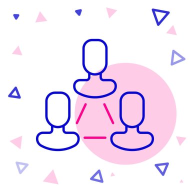 Çizgi İşletme hiyerarşisi organogram grafiği bilgi simgesi beyaz arkaplanda izole edildi. Kurumsal yapı grafik elementleri. Renkli taslak konsepti. Vektör