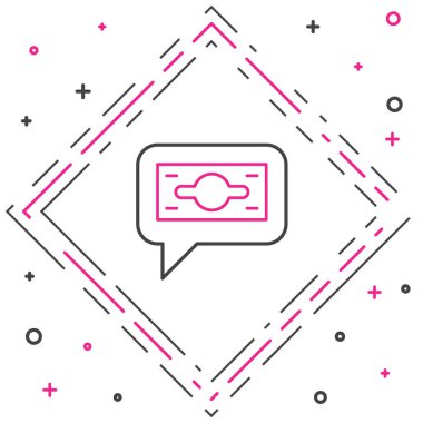 Line Stacks kağıt para para ikonu beyaz arka planda izole. Para desteleri. Para birimi. Renkli taslak konsepti. Vektör