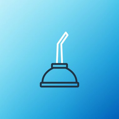 Motor makine yağı ikonu için hat kutusu mavi arkaplanda izole edildi. Benzin bidonu. Yağ değiştirme ve onarım servisi. Renkli taslak konsepti. Vektör