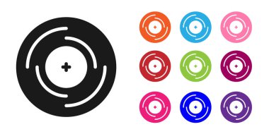 Siyah Vinil disk simgesi beyaz arkaplanda izole edildi. Simgeleri renklendirin. Vektör.