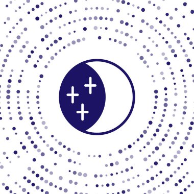 Beyaz arkaplanda izole edilmiş güneş ikonu mavi tutulması. Tam sonar tutulması. Soyut çember rastgele noktalar. Vektör