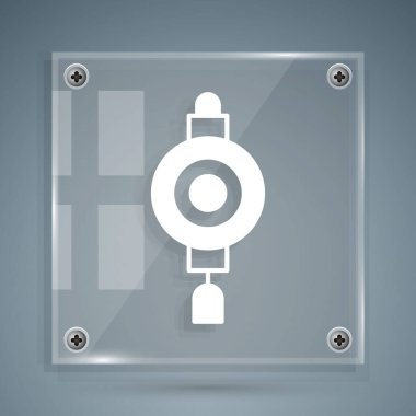 Beyaz Çin kağıt fener ikonu gri arkaplanda izole edildi. Kare cam paneller. Vektör