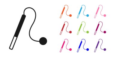 Beyaz arka planda siyah kedi oyuncağı ikonu izole edildi. Simgeleri renklendirin. Vektör