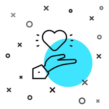 Siyah çizgi beyaz arkaplanda izole edilmiş Pleasant ilişki simgesi. Romantik ilişki mi yoksa hoş bir tanışma konsepti mi? Rastgele dinamik şekiller. Vektör.