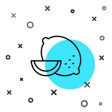 Beyaz arkaplanda siyah çizgi limon simgesi izole edildi. Rastgele dinamik şekiller. Vektör