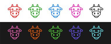 İnek başı simgesi siyah beyaz arkaplanda izole edildi. Vektör