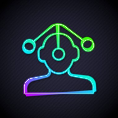 Glowing neon line Hypnosis icon isolated on black background.  Vector