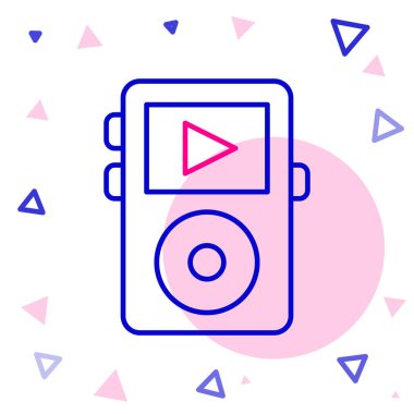 Satır müziği simgesi beyaz arkaplanda izole edildi. Taşınabilir müzik cihazı. Renkli taslak konsepti. Vektör