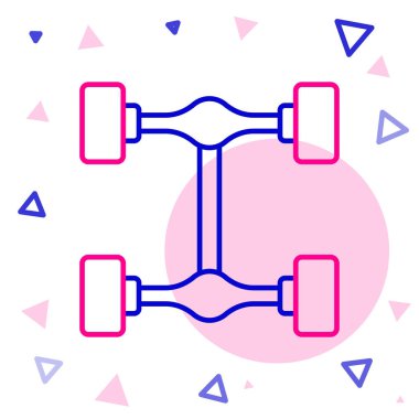 Çizgi Chassis araba simgesi beyaz arkaplanda izole edildi. Renkli taslak konsepti. Vektör