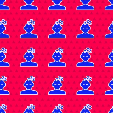 Mavi Rüya simgesi kırmızı arkaplanda izole edilmiş kusursuz desen. Uyku, dinlenme, rüya kavramı. Dinlenmek ve rahatlamak için. Vektör