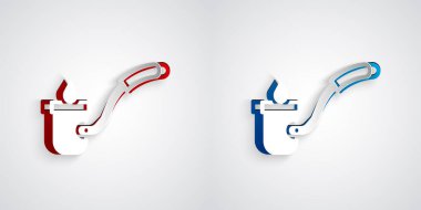 Kağıt kesiği Sauna kepçe simgesi gri arkaplanda izole edilmiş. Kağıt sanatı tarzı. Vektör