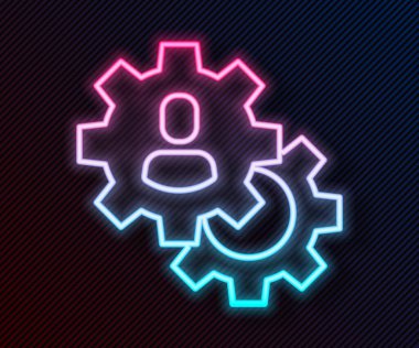 Parlayan neon hattı kafa avlama ikonu siyah arka planda izole edildi. İş hedefi ya da İstihdam tabelası. İş için insan kaynakları ve adam toplama. Vektör.