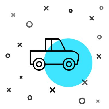 Siyah çizgi kamyonet ikonu beyaz arka planda izole edildi. Rastgele dinamik şekiller. Vektör