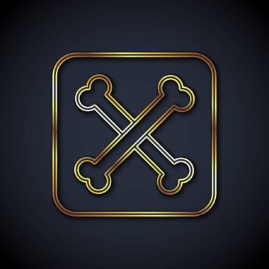 Altın çizgili Arkeoloji simgesi siyah arkaplanda izole edildi. Vektör