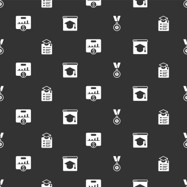 Madalya, Çevrimiçi eğitim, kilit performans göstergesi ve kusursuz desen. Vektör