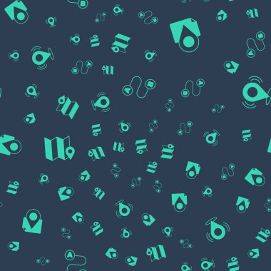 Yol konumunu, işaretleyici ile katlanmış haritayı ve kusursuz desen üzerinde harita iğnesini ayarla. Vektör