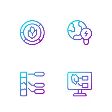 Toprak analizini ve ampullü Global Gezegen 'i ayarla. Renk simgeleri. Vektör