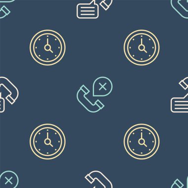 Hattı ayarla Telefon görüşmesi, Saat ve Reddedilmiş ya da cevapsız arama kusursuz bir şablon üzerine. Vektör