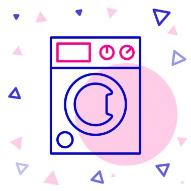 Çizgi yıkama simgesi beyaz arkaplanda izole edildi. Çamaşır makinesi simgesi. Çamaşır makinesi, çamaşır makinesi. Ev aletleri sembolü. Renkli taslak konsepti. Vektör.