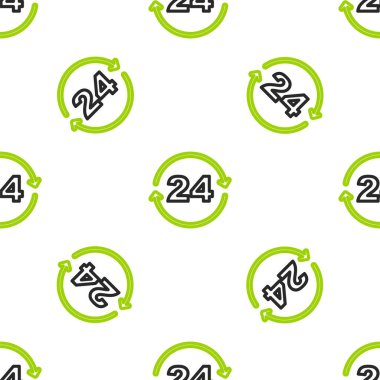 Hat Telefonu 24 saat destek ikonu beyaz arka planda izole edilmiş pürüzsüz desen. Tüm gün müşteri destek merkezi. Tam zamanlı çağrı servisi. Vektör