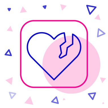 Kırık kalp ya da boşanma simgesi beyaz arka planda izole edilmiş. Aşk sembolü. Sevgililer günün kutlu olsun. Renkli taslak konsepti. Vektör