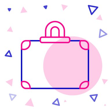 Seyahat simgesi için satır çantası beyaz arkaplanda izole edildi. Seyahat bagaj tabelası. Seyahat bagaj ikonu. Renkli taslak konsepti. Vektör