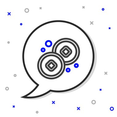 Çin Yuan çizgi para birimi simgesi beyaz arka planda izole. Bozuk para. Bankacılık işareti. Para sembolü. Renkli taslak konsepti. Vektör