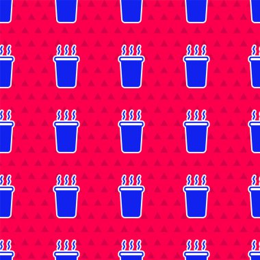 Kırmızı arkaplanda mavi çay ikonu izole edilmiş. Vektör