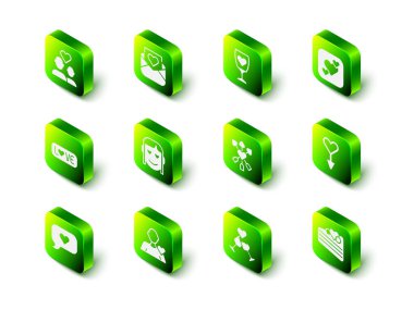 Zarfta sevgililer günü kalbi, şampanya, kalp, kadın cinsiyeti, düğün pastası, aşk ve ok ve romantik erkek ikonu olsun. Vektör