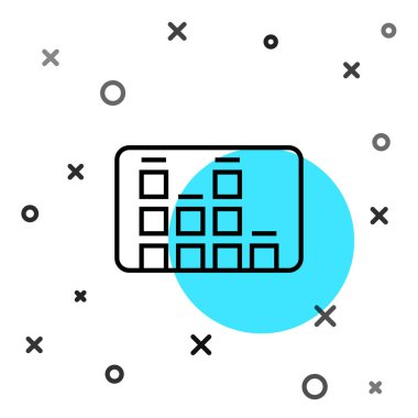 Siyah çizgi müzik eşitleyici simgesi beyaz arkaplanda izole edildi. Ses dalgası. Ses dijital dengeleyici teknolojisi, konsol paneli, nabız müzikali. Rastgele dinamik şekiller. Vektör.