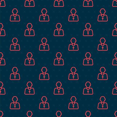 Kırmızı çizgi papaz simgesi siyah arkaplanda kusursuz desen izole etti. Vektör.