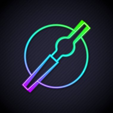 Parlayan neon hattı sigara simgesi siyah arkaplanda izole edildi. Tütün tabelası. Sigara içme sembolü. Vektör