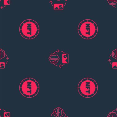 NFT dijital şifreleme sanatını ve kusursuz şablona ayarlayın. Vektör