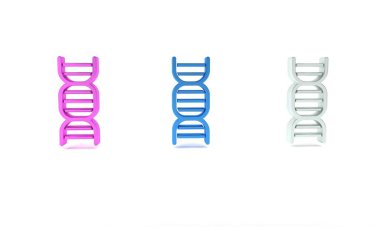 Beyaz arkaplanda izole edilmiş renkli DNA sembolü. Minimalizm kavramı. 3 Boyutlu resimleme