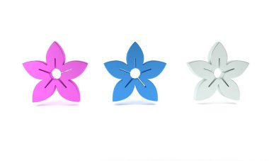 Beyaz arkaplanda izole edilmiş renkli nilüfer çiçeği ikonu. Minimalizm kavramı. 3 Boyutlu resimleme