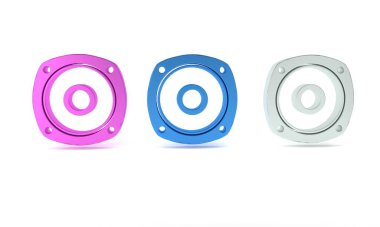 Renkli Stereo hoparlör simgesi beyaz arkaplanda izole edildi. Ses sistemi hoparlörleri. Müzik ikonu. Müzikal sütun hoparlörü. Minimalizm kavramı. 3 Boyutlu resimleme