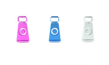 Beyaz arkaplanda izole edilmiş renkli palet simgesi olan tüp. Minimalizm kavramı. 3 Boyutlu resimleme