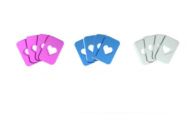 Beyaz arkaplanda izole edilmiş renkli iskambil kartı simgesi. Kumarhane kumarı. Minimalizm kavramı. 3 Boyutlu resimleme