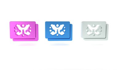Renkli Rorschach test simgesi beyaz arkaplanda izole edildi. Psikopat teşhis mürekkep lekesi testi Rorschach. Minimalizm kavramı. 3 Boyutlu resimleme