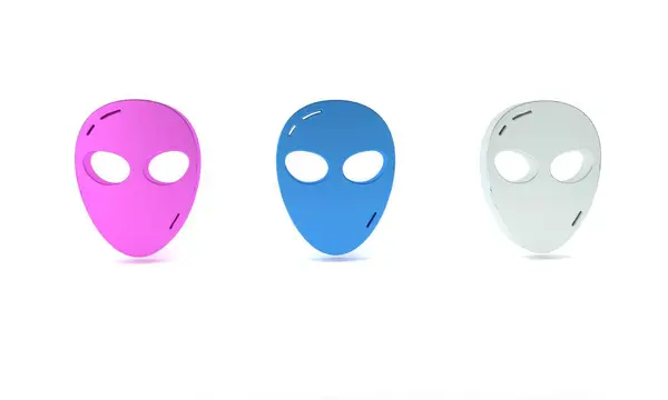 stock image Colorful Alien icon isolated on white background. Extraterrestrial alien face or head symbol. Minimalism concept. 3D render illustration