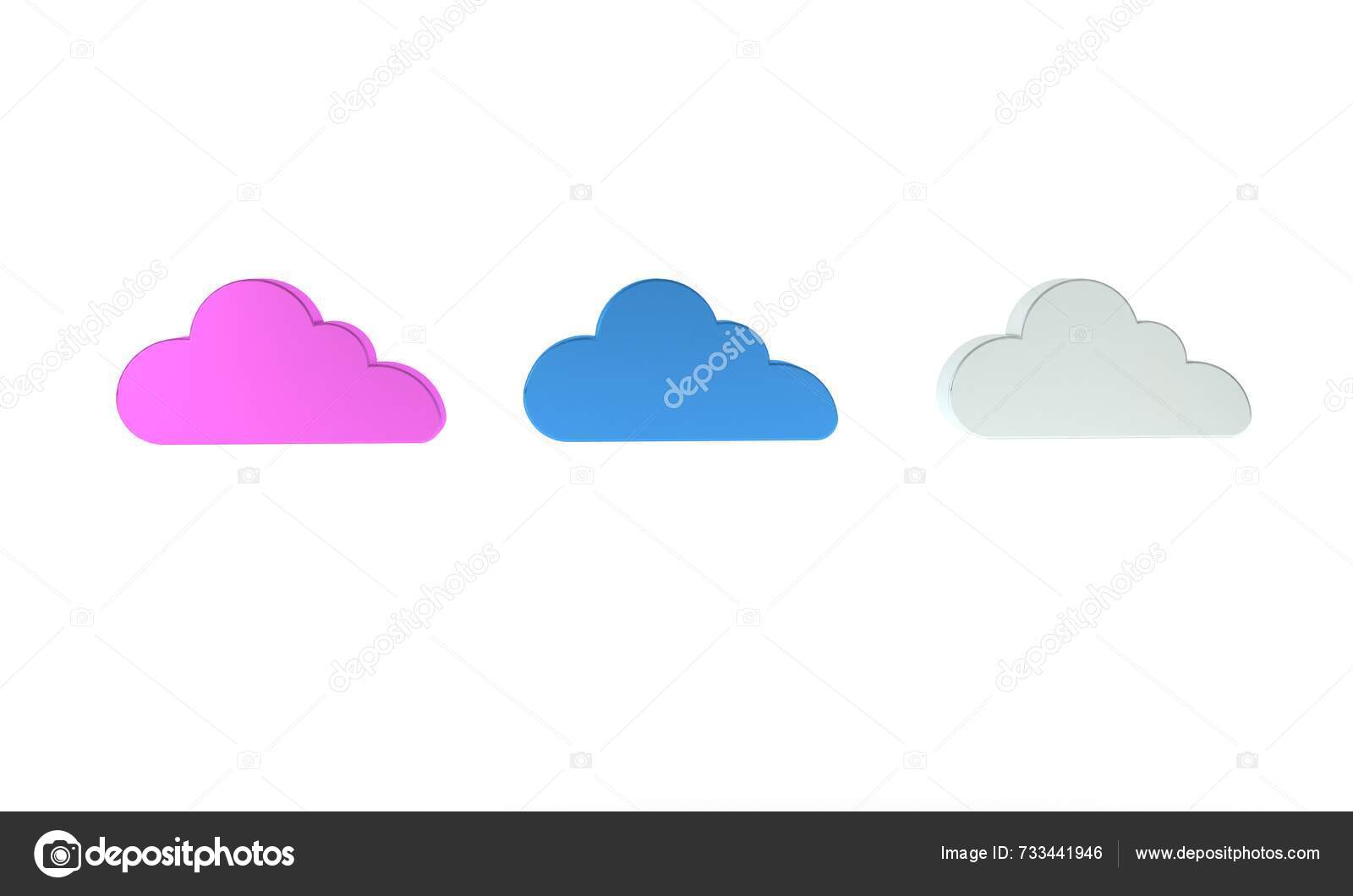Colorful Cloud Icon Isolated White Background Minimalism Concept Render ...