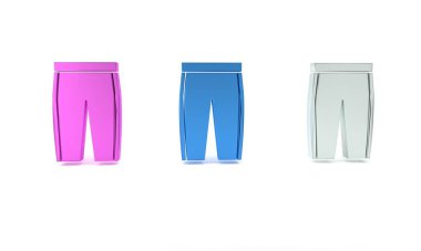 Beyaz arkaplanda izole edilmiş renkli golf pantolonu simgesi. Spor malzemeleri. Spor üniforması. Minimalizm kavramı. 3 Boyutlu resimleme