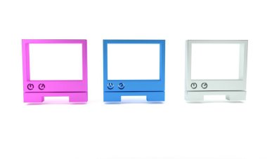 Renkli Ses Yardımcı simgesi beyaz arkaplanda izole edildi. Ses kontrol arayüzü akıllı hoparlör. Minimalizm kavramı. 3 Boyutlu resimleme