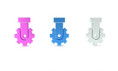 Renkli Derailleur bisiklet arka hız katlama simgesi beyaz arkaplanda izole edildi. Minimalizm kavramı. 3 Boyutlu resimleme