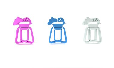 Beyaz arka planda izole edilmiş renkli saksı bitkisi simgesi. Tencerede yetişen bir bitki. Saksı bitkisi işareti. Minimalizm kavramı. 3 Boyutlu resimleme 