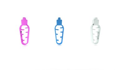 Beyaz arkaplanda izole edilmiş renkli havuç simgesi. Minimalizm kavramı. 3 Boyutlu resimleme