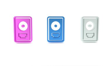 Çerçeve simgesinde renkli CD disk ödülü beyaz arkaplanda izole edildi. Modern tören. En çok satan. Müzik kupası. Minimalizm kavramı. 3 Boyutlu resimleme