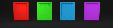 Siyah arkaplanda renkli gardırop simgesi izole edildi. Minimalizm kavramı. 3 Boyutlu resimleme