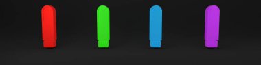 Colorful Dildo vibrator for sex games icon isolated on black background. Sex toy for adult. Vaginal exercise machines for intimate. Minimalism concept. 3D render illustration